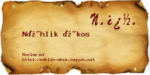 Náhlik Ákos névjegykártya